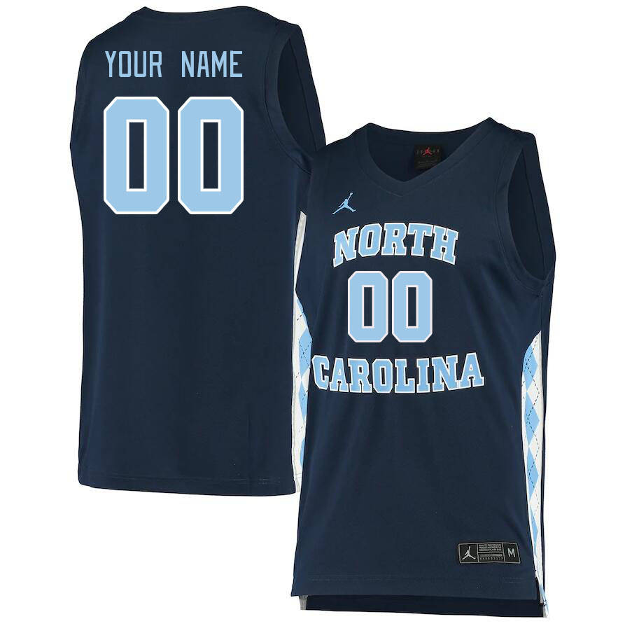 Custom North Carolina Tar Heels Name And Number College Basketball Jerseys Stitched-Navy